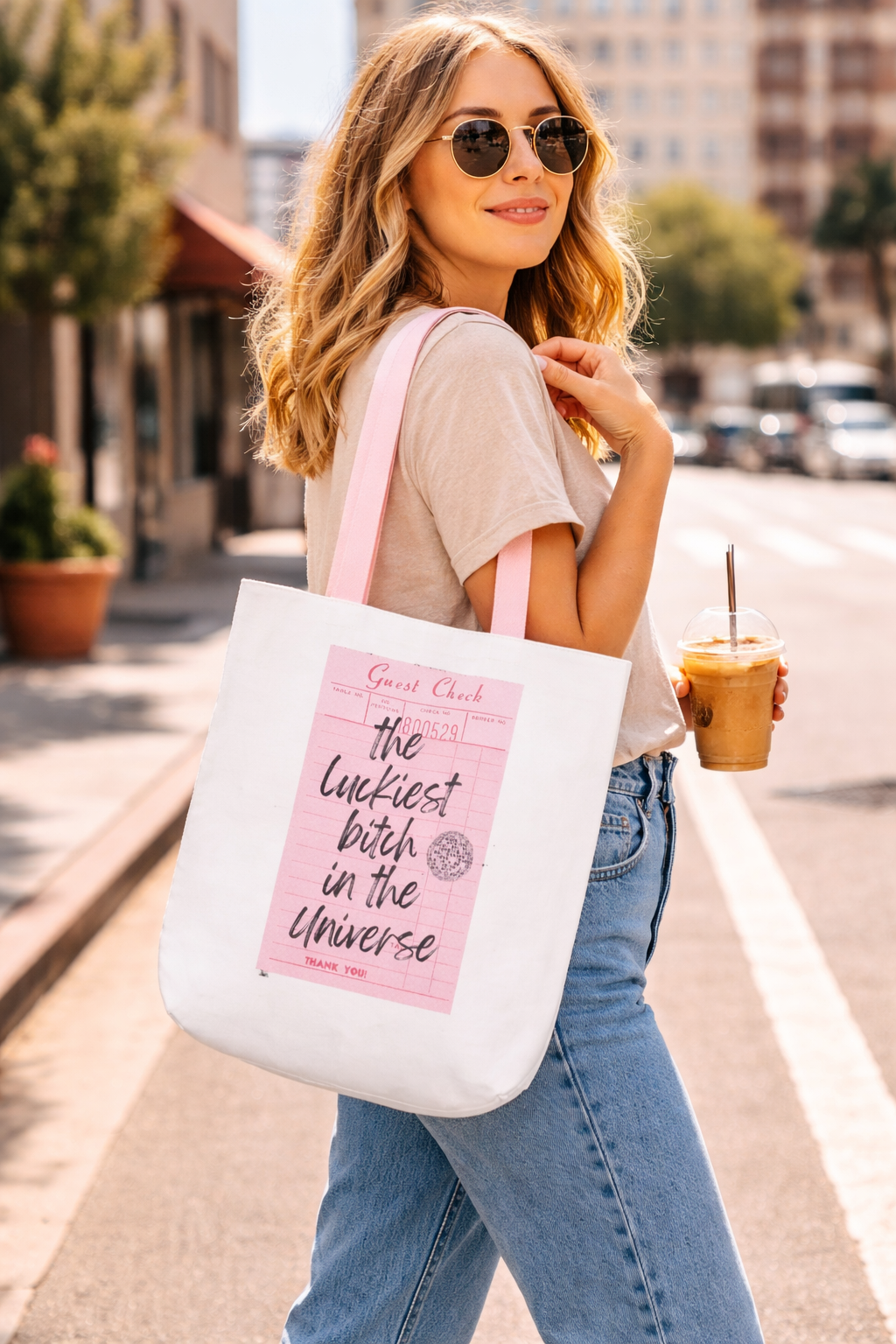 The Luckiest Bitch in the Universe tote bag | Canvas Tote
