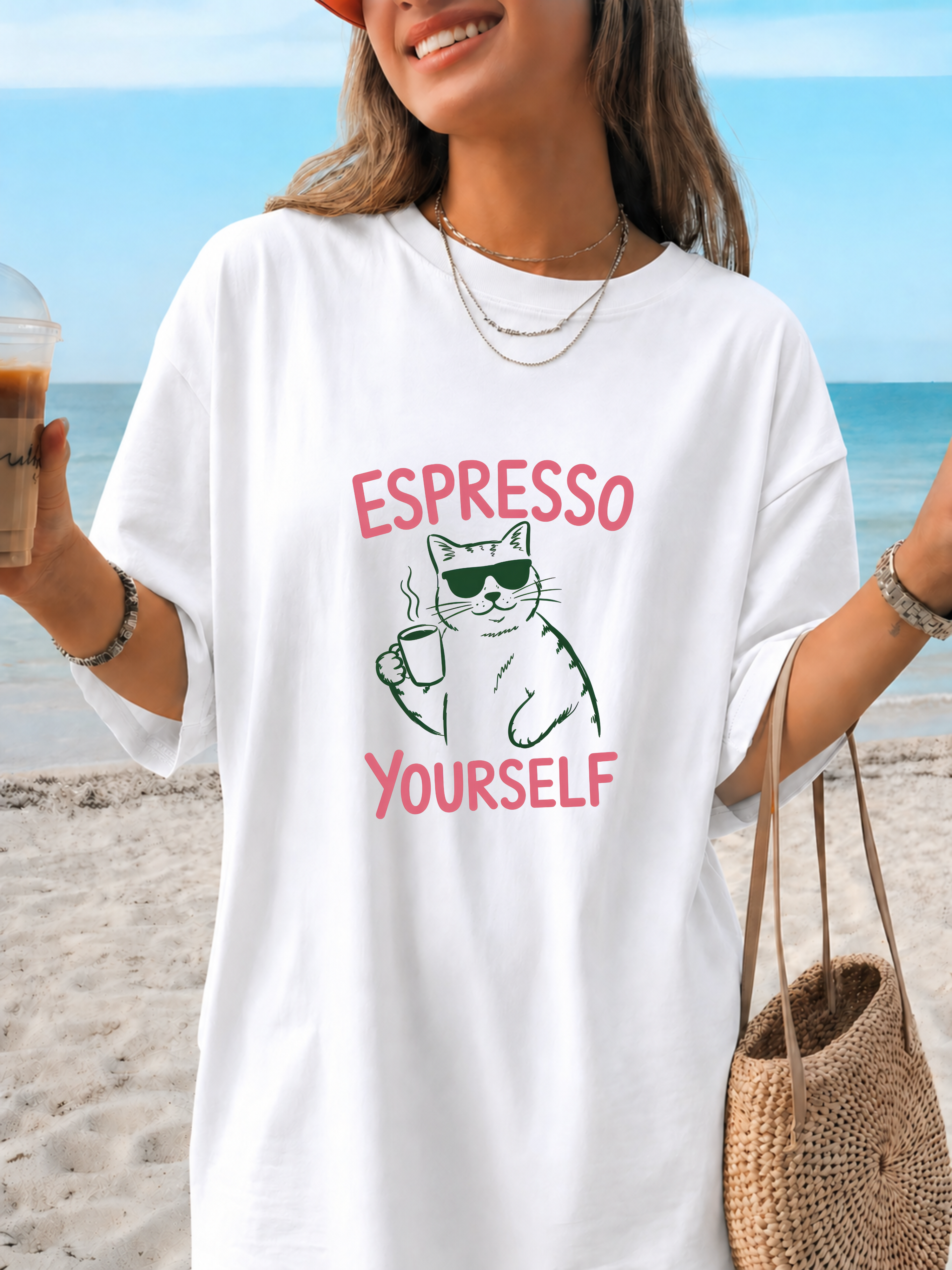 Espresso Yourself Cat T-shirt | Coffee Cat Illustration
